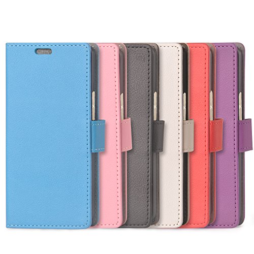 OnePlus X Hülle , Aomo OnePlus X Leder Hülle Schutzhülle Handyhülle Taschen Schalen Handy Tasche Tasche Kartensteckplätze Flip Wallet Stil case Lederhülle für OnePlus X-Blau - 5