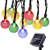 Qedertek Guirlande Solaire Extérieure 6M 30 LED Guirlande Boule Bulle Multicolore Guirlande Lumineuse Solaire pour Noël, Jardin, Patio, Mariage