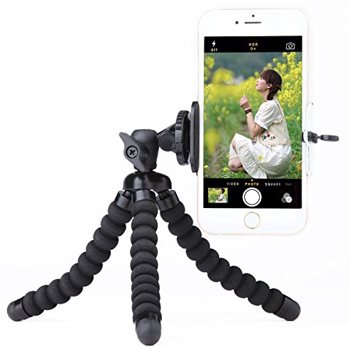 Tripod for iPhone, PEMOTech [Upgarded Version] 3 in 1 Octopus Style Portable and Adjustable Flexible Camera Phone Tripod Stabilizer Travel Stand Mount Holder with Bluetooth Remote Shutter for iPhone X/10,8/8 Plus,7/7 Plus,6/6s,6 Plus/6s Plus,SE/5s/5/5c,Samsung Galaxy S8/S8 Plus,S7/S7 Edge,S6/S6 Edge,Note 8/Edge/5/4/3&Cellphone,Camera,Digital Product(Black)