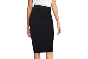 LANCRY Schwarzer Rock, Knielang, hohe Taille, dehnbarer Bleistiftrock, Midirock für Damen, Enger, schwarzer Bleistiftrock, Büro, Damen, Damenröcke