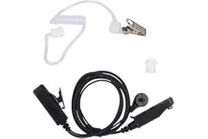 Tangxi Auricolare a conduzione d'aria, auricolare walkie-talkie, auricolare in-ear con tubo acustico universale a 2 pin con pulsante e microfono PPT, perfetto per Baofeng UV-9R