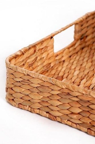 VIVANNO Großes Tablett Korb Tischkorb Wasserhyazinthe ‚Tim‘ 50x40cm - 4