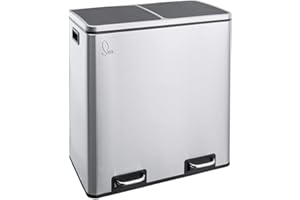 SVITA Poubelle à pédale TM2X30 - Gris mat - 60 litres - Poubelle design - Poubelle de tri sélectif - Système de séparation