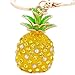 Produktbild CC * CD Charm Geldbörse Tasche Schlüssel Ring Kette Bling Strass Ananas Anhänger Schlüsselanhänger aus Metall Schlüsselanhänger, gelb, 60 x 32mm