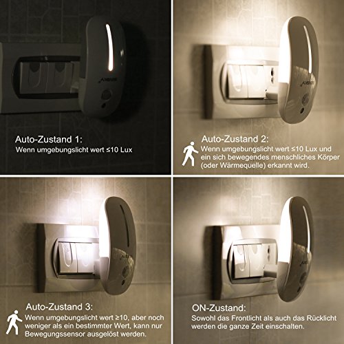 Sensky 1,8W PIR LED-Sensor-Bewegungs-Licht, 15 Lumen Plug-In-Nachtlicht mit Bewegunsmelder - 5