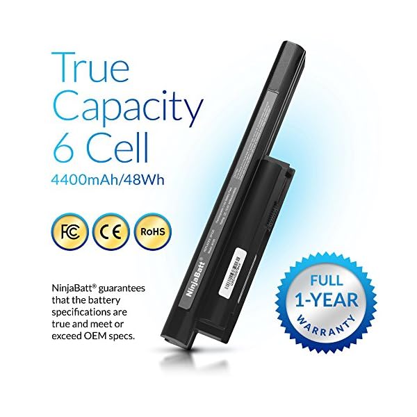 NinjaBatt Battery for Sony VGP-BPS26 VGP-BPS26A SVE151D11M VPCEH VPCCA VGP-BPL26 VGP-BPS26S VPC-CA15FG VPC-CA15FW VPC-CA16EC VPC-CA17EC VPC-CA190 - High Performance [6 Cells/4400mAh/48wh] - Image 4