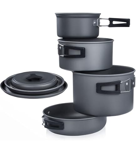 Naturehike Kit Batterie Cuisine Camping 2-7 Personnes - Réchaud Portable Inox Aluminium, Idéal Sac à Dos & Randonnée