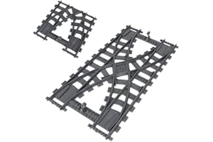 NUOJIAYING City Bausteine Schienen Set, Eisenbahn Erweiterungs Sets City Schienen Zug für Bausteine Geschenke, Zwei-Wege Schienenwechsel-Bausteinzubehör Schienen Zubehör Klemmbausteine