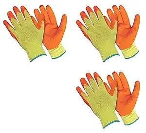 SAFEYURA Reusable Cut Resistant Gardening Gloves (Orange) -3 Pairs
