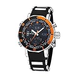 UKCOCO WEIDE WH-5203 Männer Jungen LED Digital und Quarz Dual-Time-Display Sport-Armbanduhr mit Datum/Woche/Alarm/Gummiband (Orange)
