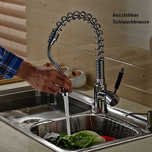 Auralum 360° Schwenkbar Ausziehbar Wasserhahn Küchenarmatur Chrom Spültischarmatur Einhandmischer mit Schlauchbrause Typ3 - 3