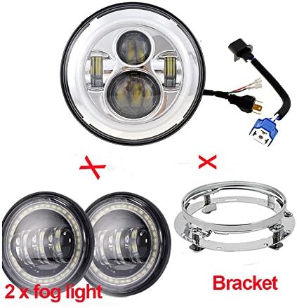 Halo Ring Type Harley LED Light Kits 7" LED Headight +2x 4.5" Passing Lamp+7inch mounting bracket for Harley Motorcycle