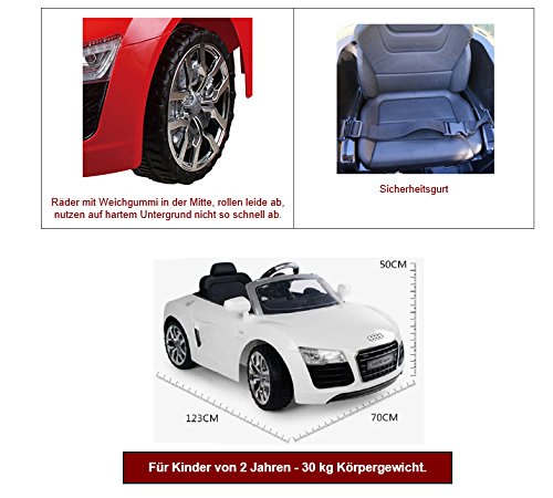 AUDI R8 Spyder V10 Coupe 12V Kinder Elektroauto Elektro Kinderauto Kinderfahrzeug (Rot)