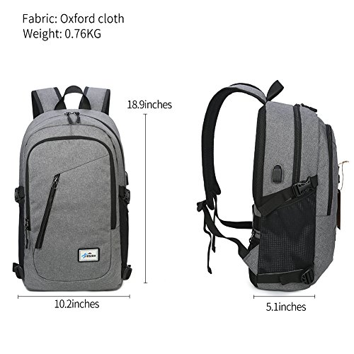 Laptop Rucksack mit USB Ladeanschluss   Fresion Oxford College Schulrucksack Jungen M  dchen Teenager Gro   Schultasche f  r 15 zoll Notebook Lenovo  