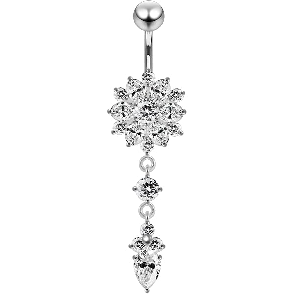FMYODWU 3 Pezzi Piercing All'ombelico, Piercing All'ombelico Penzolante - 5