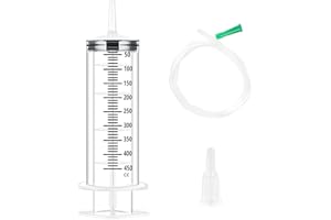 LFBEST 450 ml (500 ml) duża strzykawka z wężem, plastikowa strzykawka, wielokrotnego użytku, pojedyncze opakowanie do laboratoryjnych aplikatorów oleju lub kleju, do karmienia zwierząt domowych