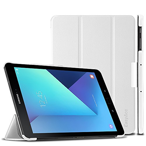 EasyAcc Samsung Galaxy Tab S3 T820/ T825 Hülle Case mit Standfunktion/ Automatische Sleep Wake Funktion PU Leder hüllen für Samsung Galaxy Tab S3 (9,68 Zoll) Smart Cover (Weiß, Kunstleder, Ultra)