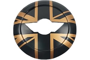 UVCANY Le style UK MINI R50 R52 R53 coques de Panneau central du volant, autocollant de Panneau central du volant pour Mini Cooper One/S/JCW R50 R52 R53 2002–2006 (Union Jack Or)