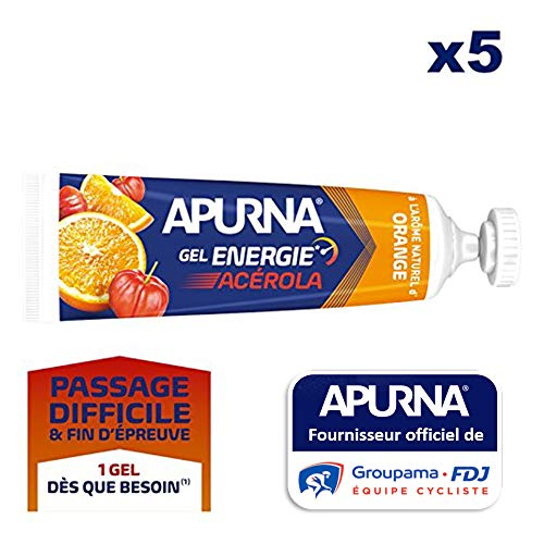 APURNA - GEL ENERGIE Passage difficile - ORANGE ACEROLA - Energisant - Made in France - 5x35g