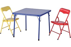 HOMYLIN Ensemble Table et chaises carrées Pliantes pour Enfants, Ensemble d'activités Pliables 3 pièces pour Les Tout-Petits, Salle à Manger, étudier, Jouer au Dessin, Multicolore