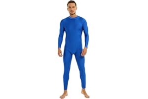 Doomiva Men's One Piece Zipper Long Sleeve Skin-Tight Unitard Bodysuit Leotard Surfing Sportswear