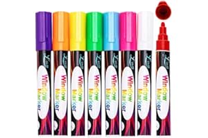 Reaeonat Chalk Pens, 8 Assorted Colour Liquid Chalk Marker Pen 3mm and 6mm Reversible Tip for Drawing, Writing, Chalkboard Signs, Windows, Blackboard, Glass
