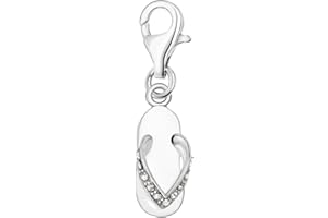 Quiges Donna Ciondolo Charm in Argento Infradito per Braccialetti di Charm e Bead