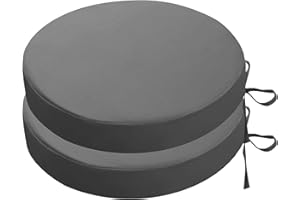 BUNQQF Lot de 2/4 Galette de Chaise Ronds d'extérieur de Jardin Imperméables avec Attaches - 50/45/40/35cm Carrés Coussins de Siège épaisseur 5cm for Patio,Jardin, Cuisines, Salle à Manger