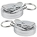 Produktbild Trixes Set mit Zwei Runden Silbernen 2,5cm Gürtelclips als Ausweis Oder ID-Card Halter mit 60cm Jojo-Aufrollmechanismus Nylonschnur Silberchrom versenkbarer Schlüsselring Schlüsselanhänger