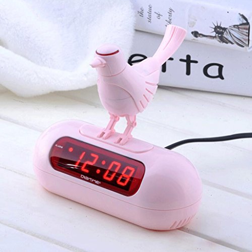 Preisvergleich Produktbild ZLR Kreative Stummschaltung Kreative Kleine Vogel Leucht Wecker LED Elektronische Stummwecker ( Farbe : Pink )