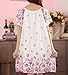 VENTELAN Women's Elegant Florals Printed Dress Short Sleeve Loose Pyjama Nighty