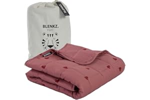 BLENKZ. Gewichtsdecke Kinder 5 kg – 140x200 cm | Entspannungsdecke mit Baumwoll-Oberfläche – Oeko-TEX Zertifiziert (Herz Rosa, 5kg-140x200cm)