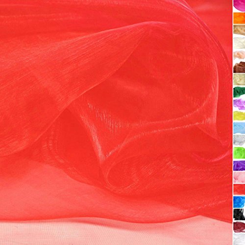 ORGANZA Stoff Meterware in Rot - hauch zart und durchsichtig