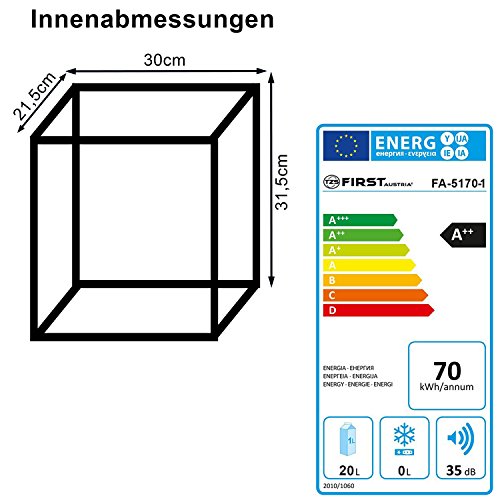 TZS First Austria - 20 Liter Kühlbox, zum Warmhalten und Kühlen, thermo-Elektrische Kühlbox 12 Volt und 230 Volt, Mini-Kühlschrank | Höhe: 42 cm | für Auto, Boot und Camping | EEK A++ mit ECO Modus - 9