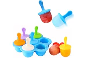 QUUPY 7 Zellen Silikon Eis am Stiel Form Eis am Stiel Formen mit Kunststoffstäben Eis Ball Maker Eis Pop Form für DIY Frozen Dessert Joghurt Baby Food (Blau)