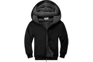 JACKETOWN Jungen Sweatjacke Gefüttert Kinder Hoodie Sweatshirt Kapuzenpullover Fleecejacke mit Kapuze Langarm Warme Winterjacke Classic Pullover mit Reißverschluss