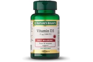 NATURE'S BOUNTY Nature’s Bounty | Vitamina D3 1000 UI | Apoyo al Sistema Inmunitario, Músculos y Huesos | Alta Absorción | Forma Natural de Vitamina D | 1 Comprimido al Día | 100 Comprimidos