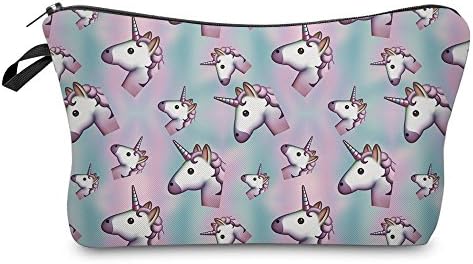 Smallbox Cute Funny Cute Girls Series Funny Life 3D Printing Cosmetic Bag Pencil Case (Blue Pink Unicorn)