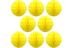 Ruidee 8 palline di carta velina a nido d'ape, ideali per feste, matrimoni, feste di compleanno, baby shower (20,3 cm, giallo)