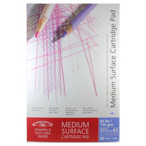 Winsor & Newton Zeichenblock, mittlere Körnung, reinweiß, geleimt, reinweiß, 130g/m², 30 - Blatt, DIN A3