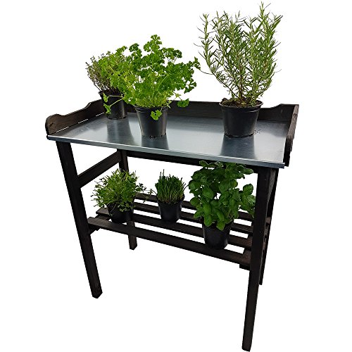Pflanztisch / Gartentisch 82 x 78 x 38 cm FSC® zertifiziertes Holz imprägniert verzinkte Arbeitsfläche, Farbe:Anthrazit - 3