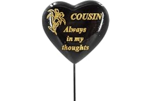 YFCACT Special Cousin Black & Gold Lily Heart Flower Memorial Tribute Stick Graveside Plaque