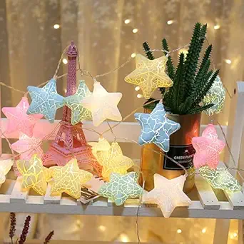 Home Harmonys 16 LED Crack Pastel Star String Lights for Baby Kids Room Birthday Home Decoration, (4m, Multicolor) (Crack Star String)