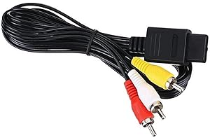 Gamer Gear N64 SNES GC Compatible RCA AV Cable - Composite TV Display Cable Replacement Wire (1.8m / 6ft)