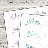 Aufkleber Klassik III - Motivaufkleber Schön, dass Du ... | 50x25mm, oval | 12 Stück, in sechs verschiedenen Farben erhältlich