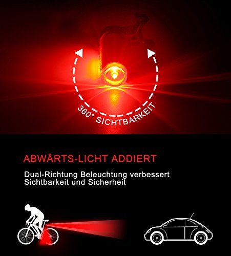 HODGSON Fahrrad Rücklicht USB Wiederaufladbares Rücklicht für Radfahren, Spritzwassergeschützt, Superhelle Rückleuchte, Sichere Taschenlampe Für Radfahren - 2