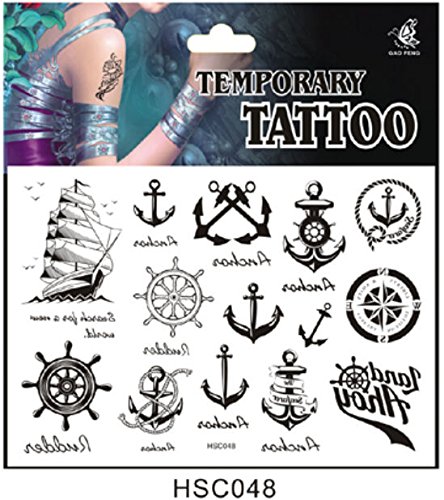 Sailor Pattern Water Transfer Flash Fake Tattoo Sticker Sex Products Waterproof Temporary Tattoo Sticker The Wind Wind Blown Feathers