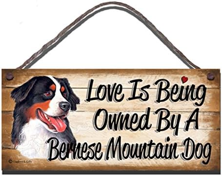 Birthday Occasion Bernese Mountain Dog Wooden Funny Sign Wall Plaque Gift Present Love is Being Owned by A Bernese Mountain Dog