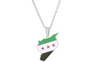 vsilay Unique Syria Map Pendant Necklaces Traditional Flag Pendant Friendship Necklace For Women Men Jewelry Holiday Party Gift