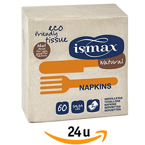 Servilletas Papel Reciclado Mesa 40x40 Pack 24-60 unidades 2 Capas Verde Ecologico Natural XXL